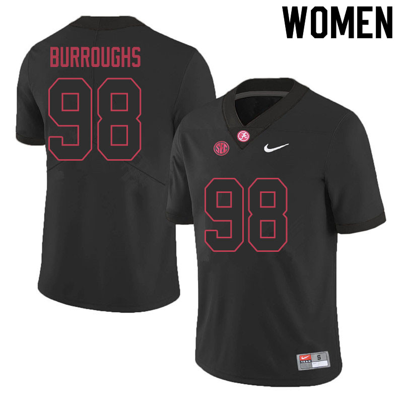 Women #98 Jamil Burroughs Alabama Crimson Tide College Football Jerseys Sale-Black